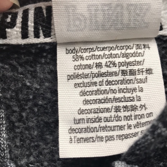 VICTORIA’S Secret Pink Snap Sleeves Full Zip Hoodie black marled size Medium - Picture 11 of 11